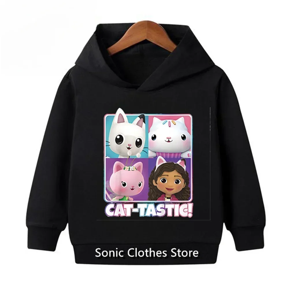 Cute Gabby's Dollhouse Hoodie Kids Cartoon Gabby Cats Hooded Marios Jackets Teenager Boys Cosplay Costume Baby Girls Coats