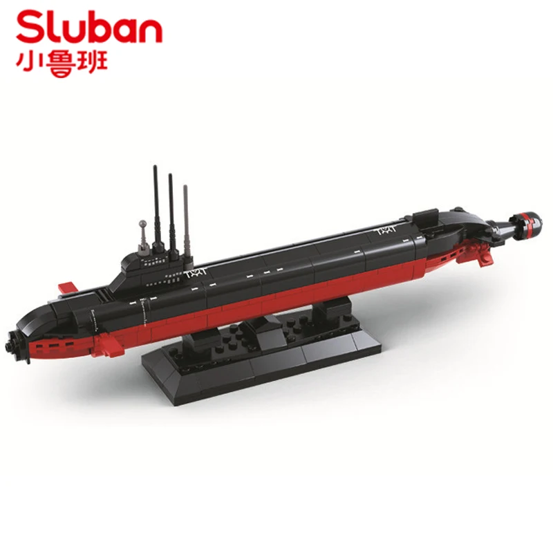 2023 SLUBAN World War II Chinese Military 094 Strategic Nuclear Submarine Battleship Building Blocks Ship Model Sets Kids Toys