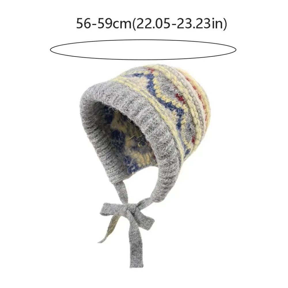 Skiing Ethnic Style Fair Isle Style Hat Windproof Thicken Pullover Beanie Hat Retro Warm Knitted Hat Cycling