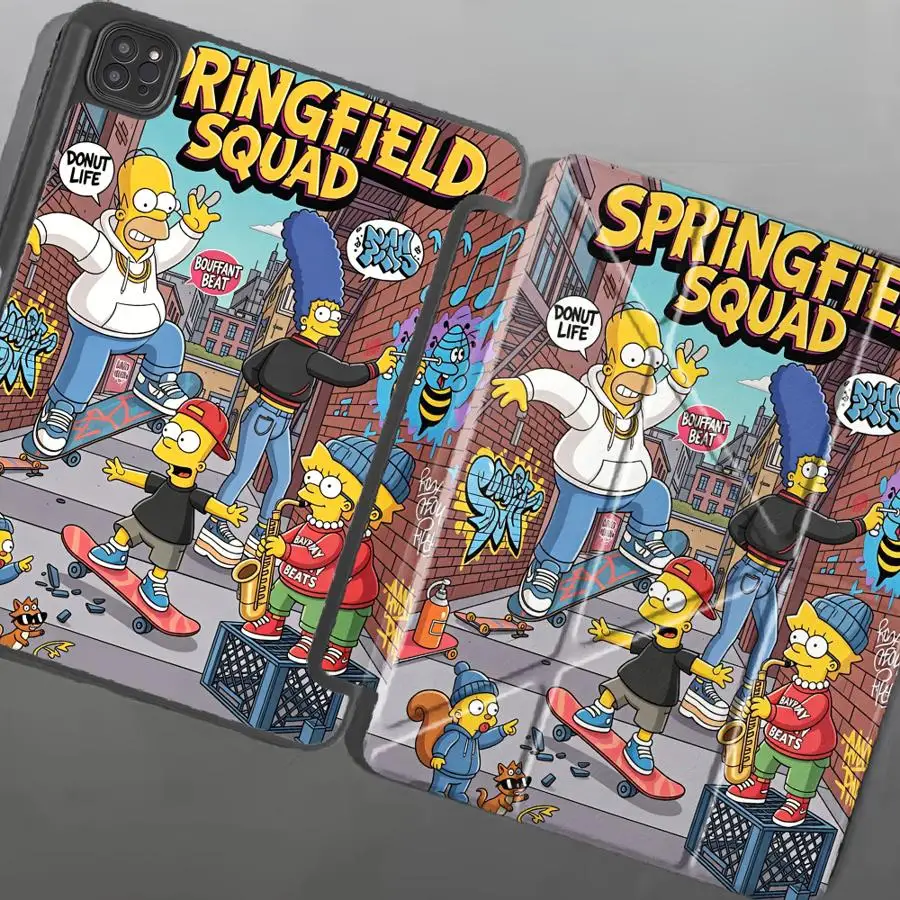 

Simpsons Springfield Squad Tablet Case For iPad Pro 11th 10th 9th 8th 7th 12.9inch Mini 6 7 Pro 2025 Air 4 5 M3 M2 M4 11inch