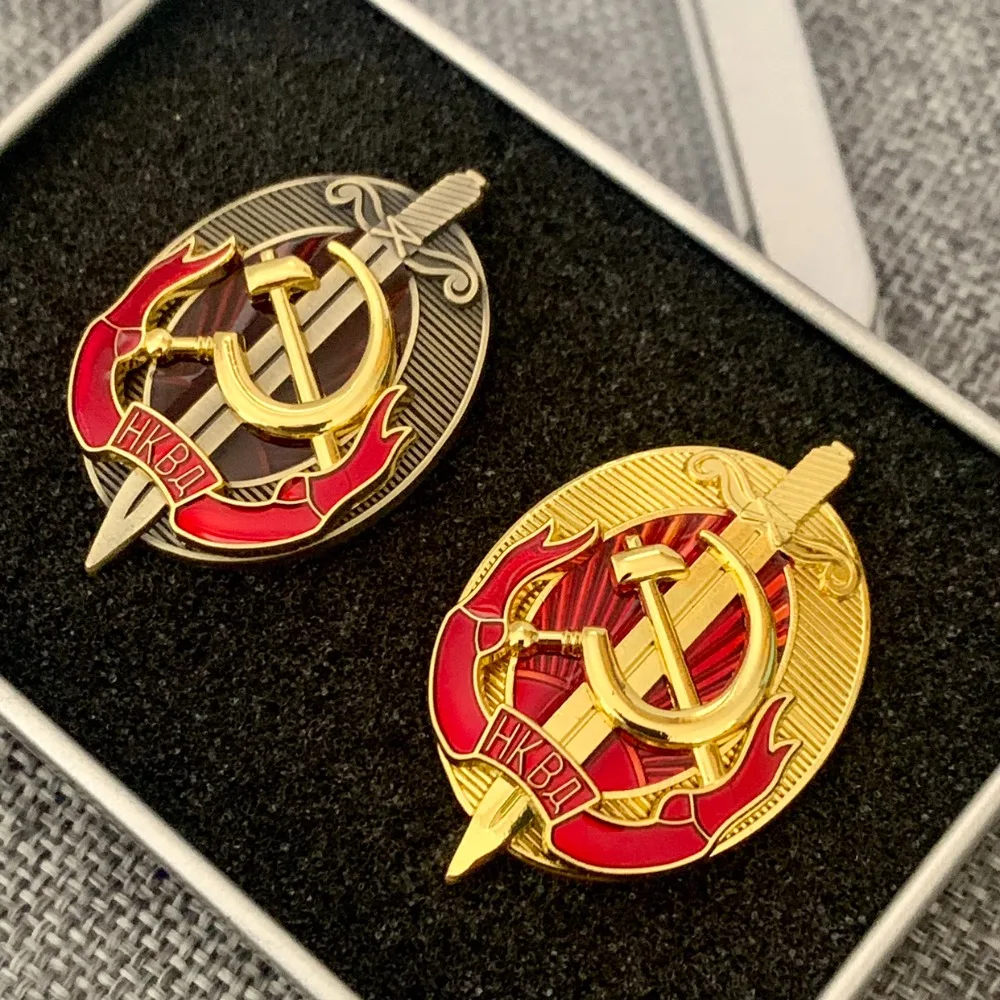 Soviet Medal KGB Butterfly Buckle Badges Ministry of Internal Affairs Seal Russian Two-headed Eagle Pin Decoration Crafts