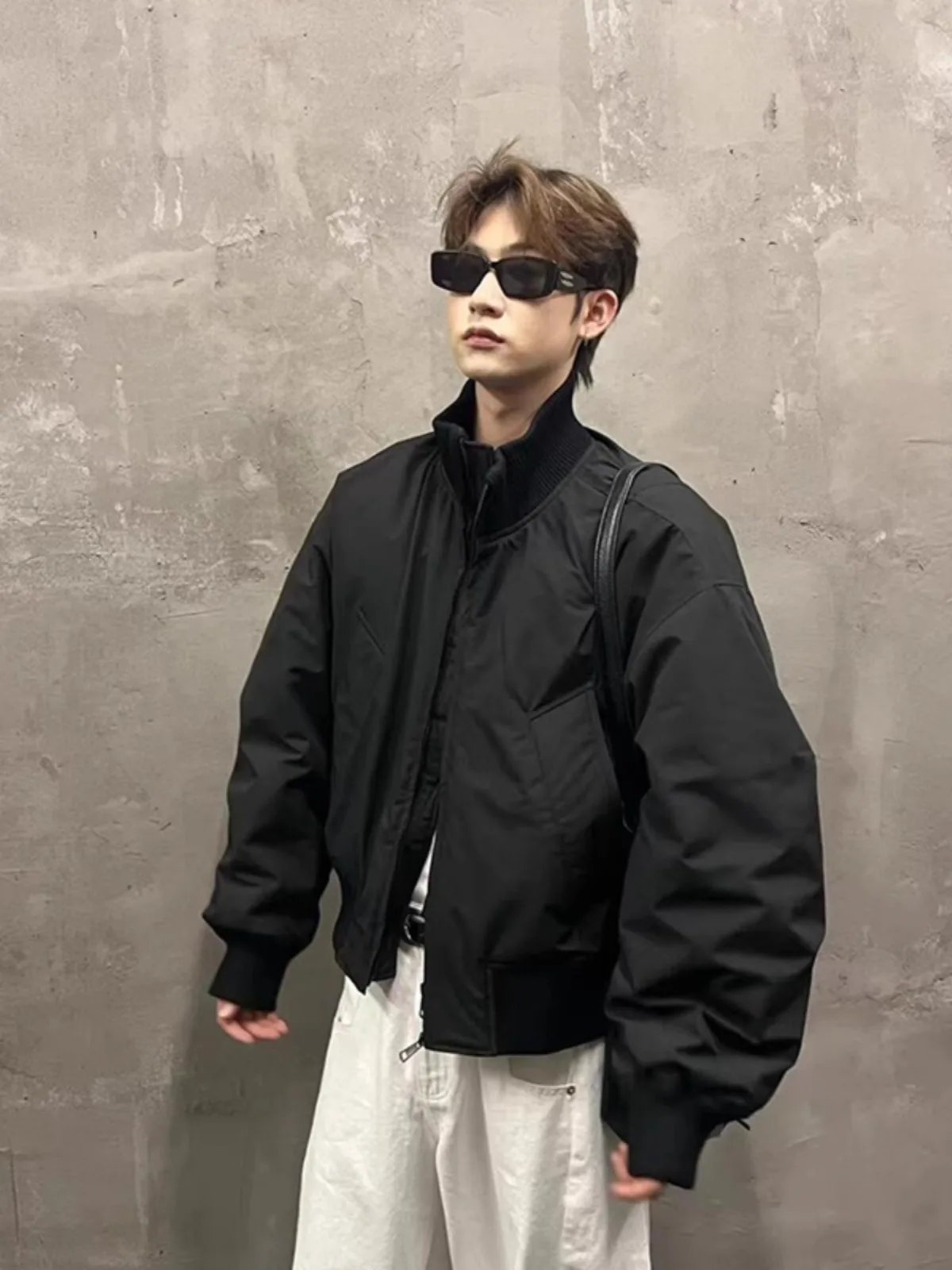 

Bomber Sle Cotton Jaet Men's Winter Warm Baseball Coat American Stand Collar Flight Jaet Loose Fit Long Sve Zipper
