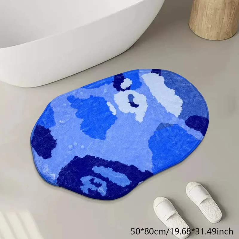 VIKAMA moderner ovaler Badezimmerteppich im Camouflage-Stil, rutschfeste und waschbare Bodenmatte, Teppich für Badezimmer, Eingangsbereich, Duschraum