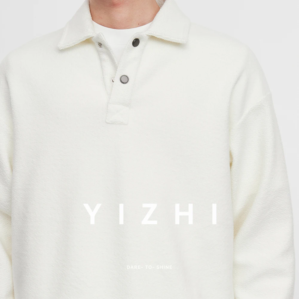 Fashion Men's Heavy Polo Neck Sweatshirt 2025 Spring and Autumn New Lapel Loose Casual Long Sleeve Top Men's Pullover