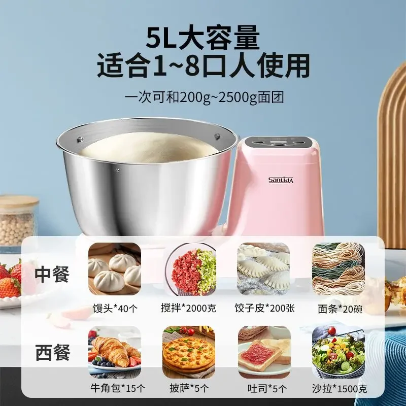 آلة خلط العجين الفولاذ المقاوم للصدأ المنزلية الصغيرة التلقائي متعددة الوظائف العجن 5L خلط آلة الشيف حامل خلاط جديد #4