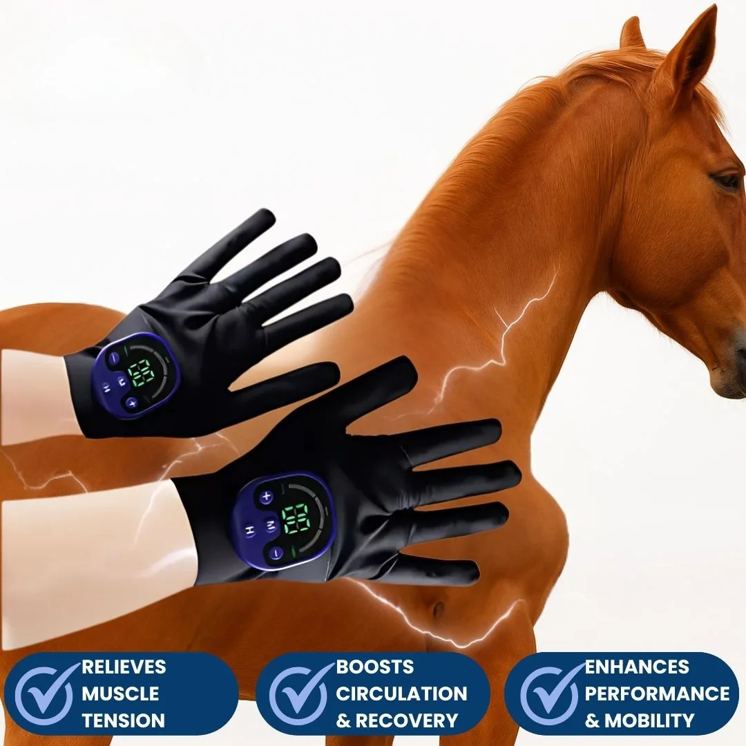EMS Gloves for Horses Electrical Muscle Stimulation Equine Massager for Relieving Tension Soreness Post-Training Recovery