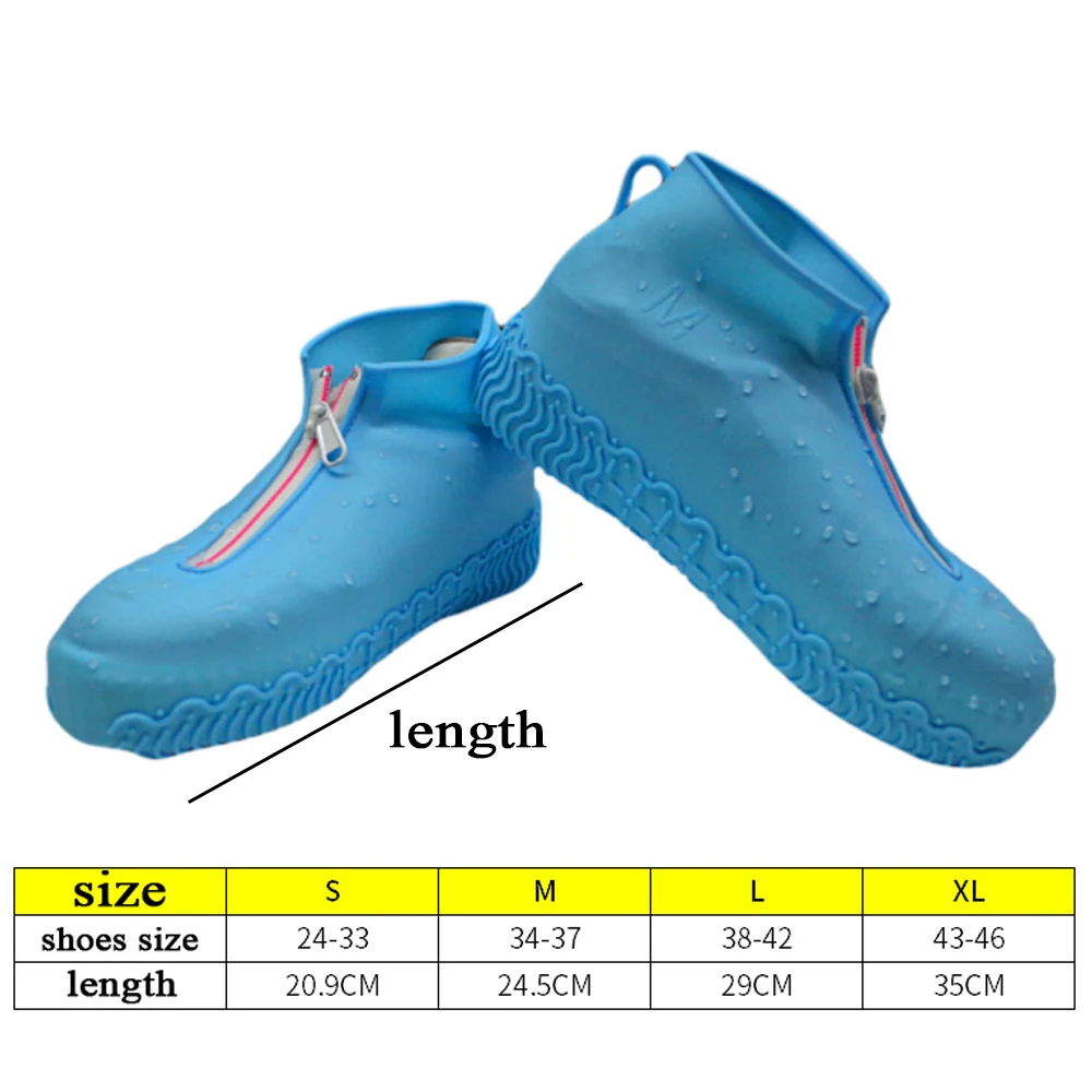 Men Shoe Covers Zipper Reusable Waterproof Shoes Case Rain Cover Women Galoshes Non Slip Overshoes Silicone Rain Cover For Shoes