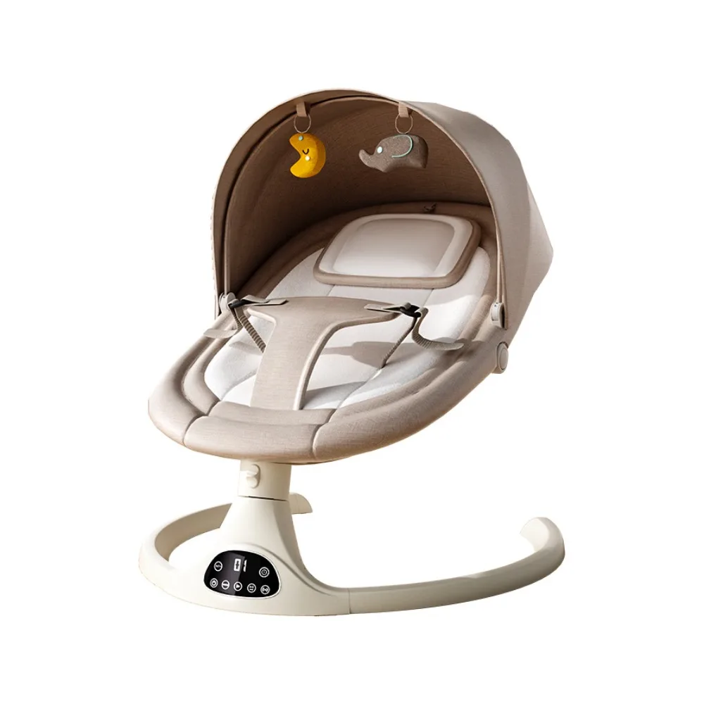 Electric Baby Rocking Chair with Toys & Remote Control Portable Swing Chair for Newborn 0-18 Months Baby Crib
