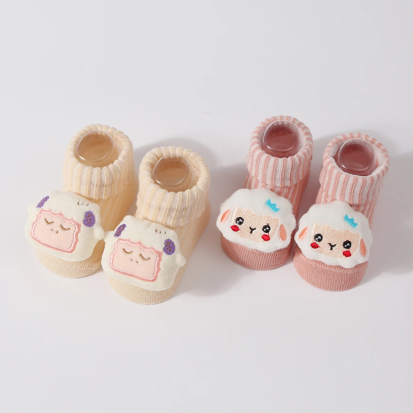 New Kawaii Cotton Soft Socks for Newborn Baby Cartoon Animal 3D Doll Socks for Girls Boys Infant Pink Short Socks 0-6 Month