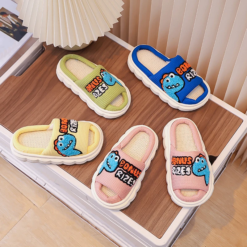 

Тапочки для мальчиков и девочек, шикарная детская обувь без шнуровки с открытым носком и животными, однотонная нескользящая удобная повседневная детская обувь, От 7 до 12 лет
