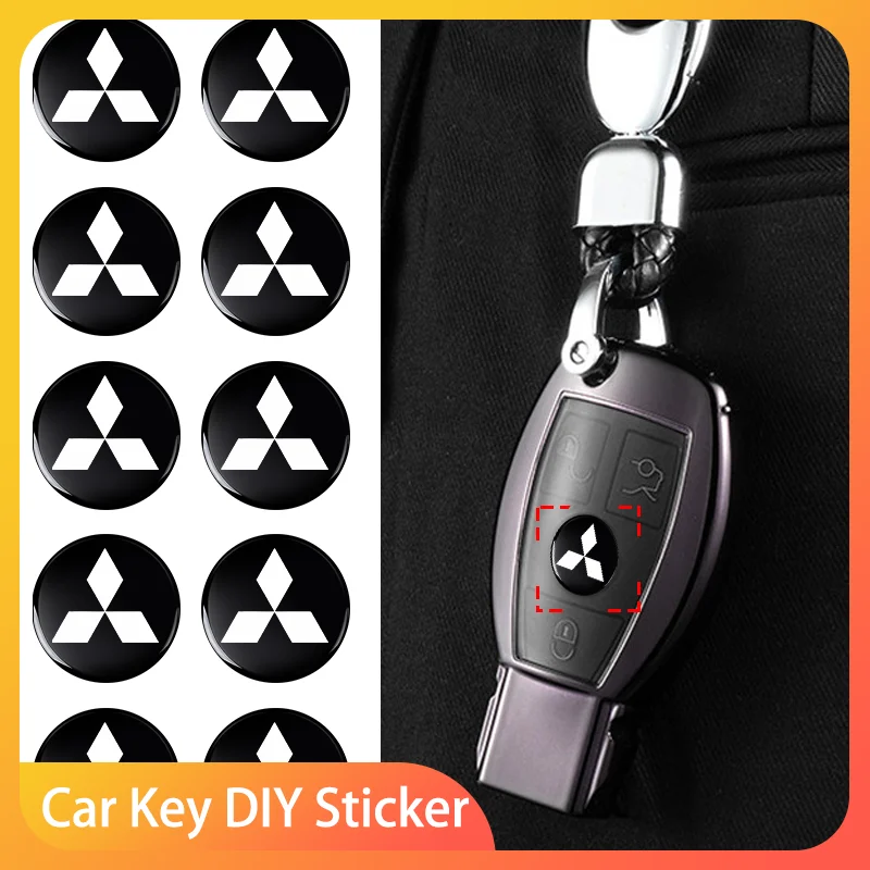 

New 14mm Fob Car Logo Sticker for Car Remote Control Key For Mitsubishi Lancer 9 Ex Evo ASX L200 Colt Pajero Sport