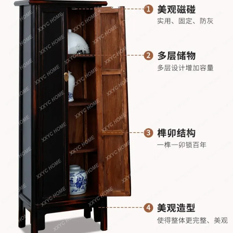 XXSolid wood paint antique old rounded corner storage new Chinese tea room study furniture