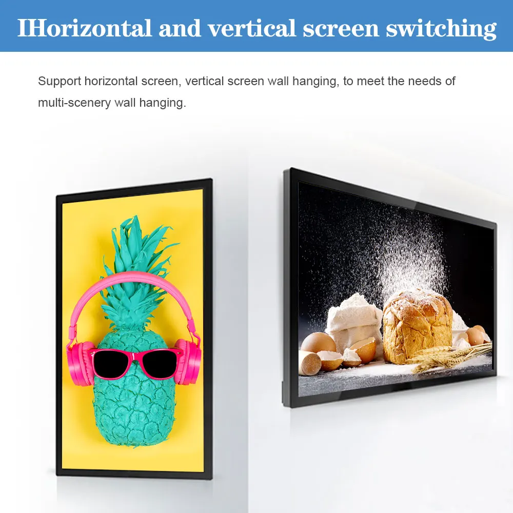 VETO 55 بوصة حجم مخصص شاشة LCD رفيعة للغاية تعمل باللمس الإعلان مشغل الإعلان الداخلي المثبت على الحائط