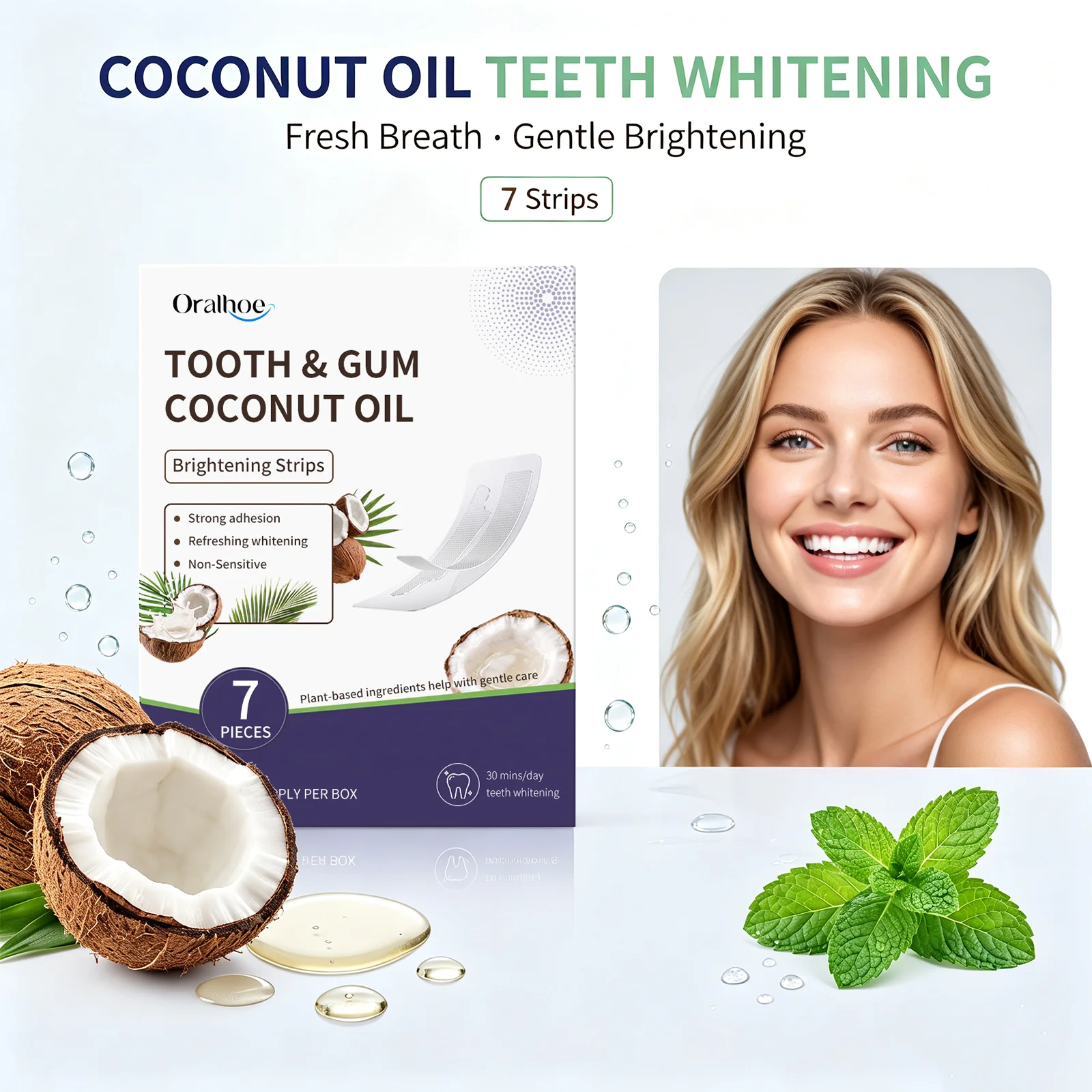 Teeth Whitening With Coconut Oil - Oralhoe Coconut Oil Teeth Brightening Strips