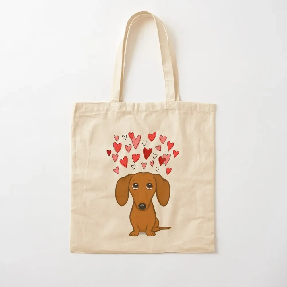 

Cute Dachshund with Hearts Tote Bag Canvas bag tote bag men's eco pack