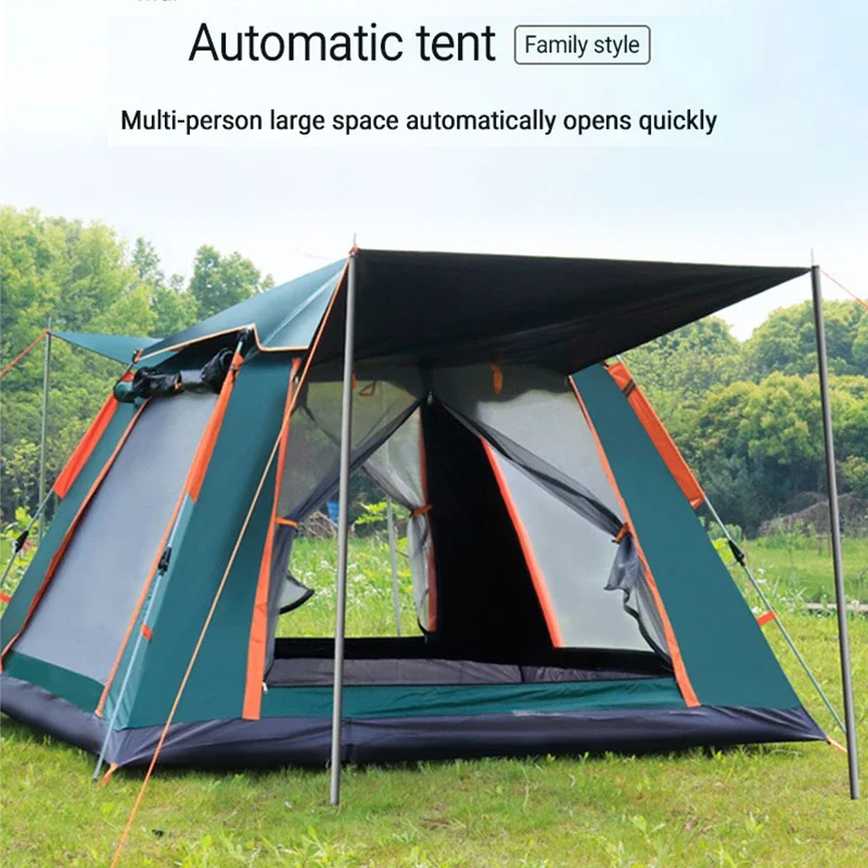 Automatic Camping Tent with Carring Bag, Quick Open Tent, Outdoor Rainfly, Waterproof Tent for Family, Instant Setup, 4-6 Person