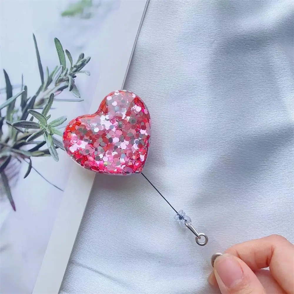 Love Heart Retractable Badge Holder Alligator Swivel Clip 360 Rotating Nurse Badge Reel Name Card Exhibition Card