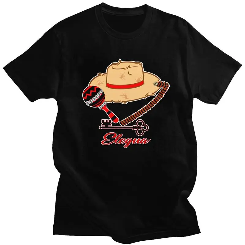 Camisetas personalizadas de Elegua Eshu Sombrero para hombre, camiseta informal de manga corta, camiseta de moda, camisetas ajustadas de algodón puro, regalo