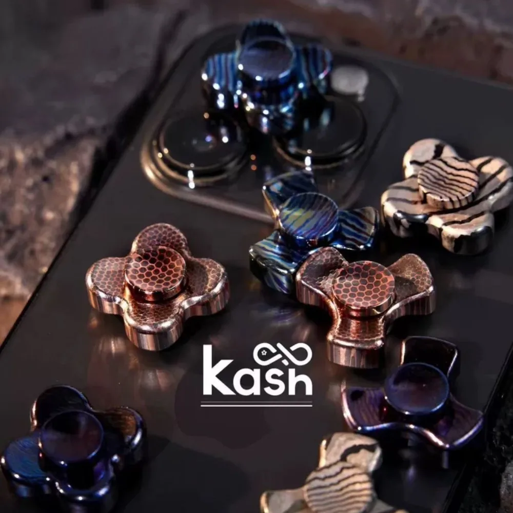 KASH EDC Super Mini Fidget Spinner Timascus Zircuti Mokume Multi-blade Fidget Spinner Oryginalne Projekty Gadżety Redukujące Lęk