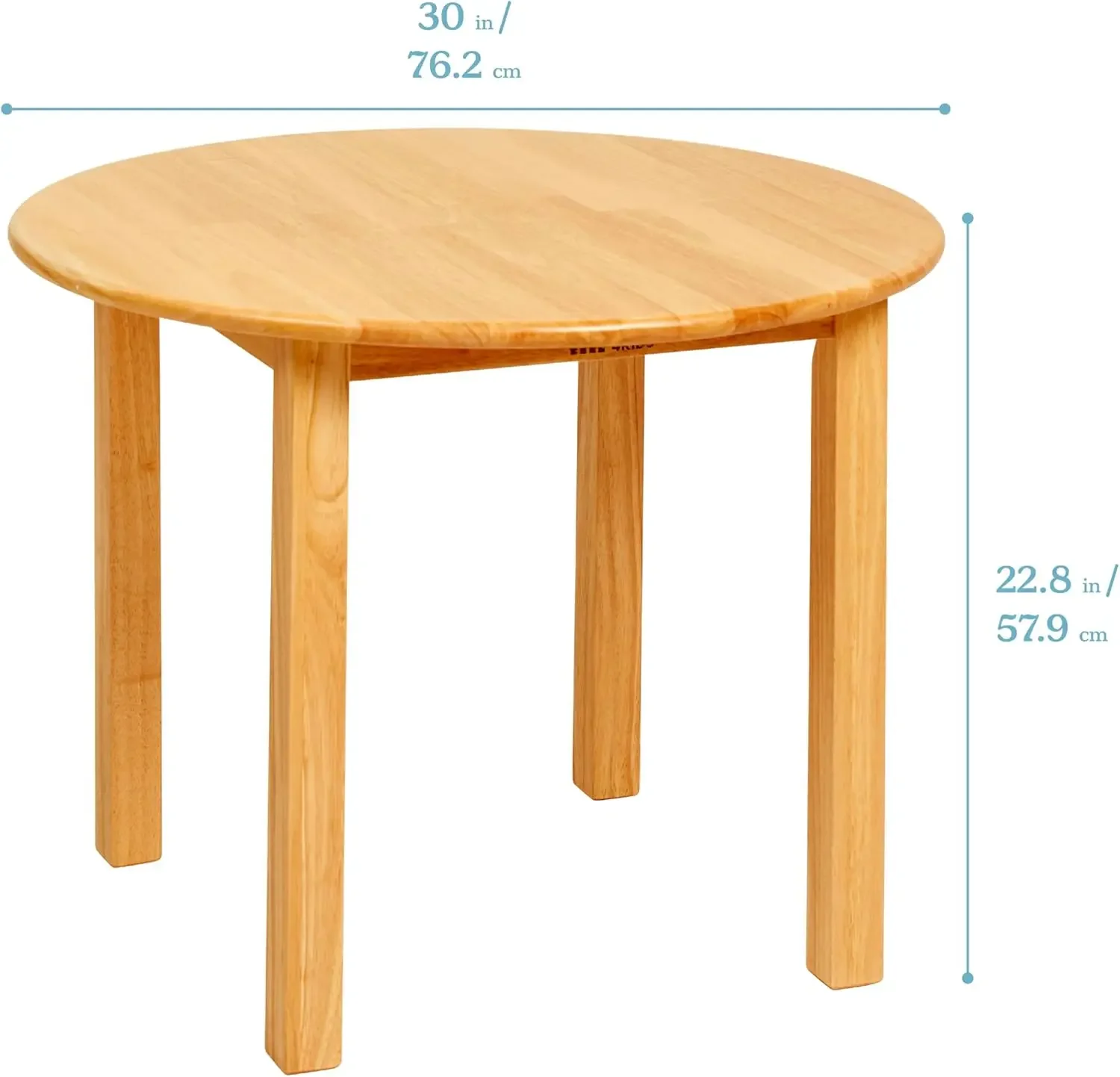 30in D Round Hardwood Table with 22in Legs, Kids Furniture, Honey