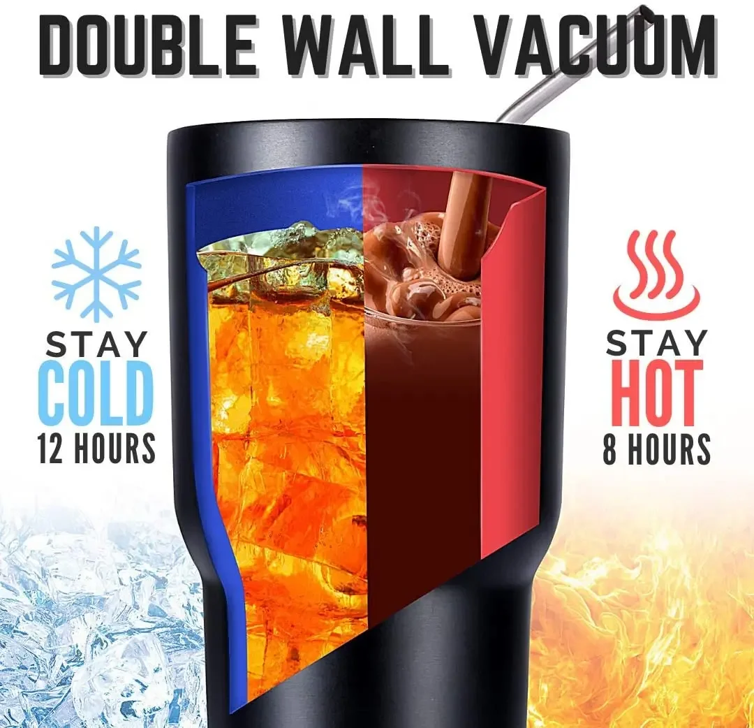 Custom Logo 30 oz Insulated Stainless Steel Coffee Tumbler Travel Mug Water Cup with Leak- Proof Lid Vacuum Insulated Tumbler