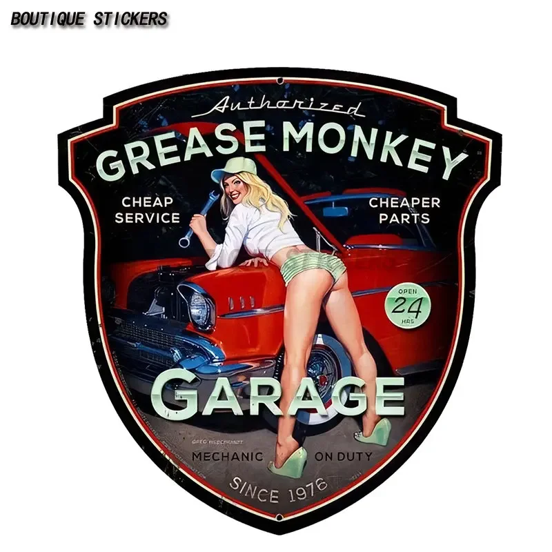 

Sexy Pin Up Girl Grease Monkey Sign Car Stickers Quality Waterproof PVC Car Styling Motorcycle