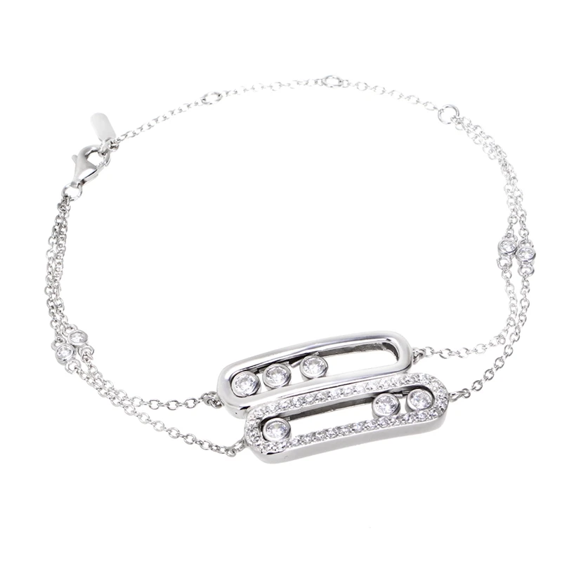 SHADOWHUNTERS 925 Sterling Silver Double Move Buckle Bracelet For Women France Popular Jewelry Unique Design Bracelet Birthday