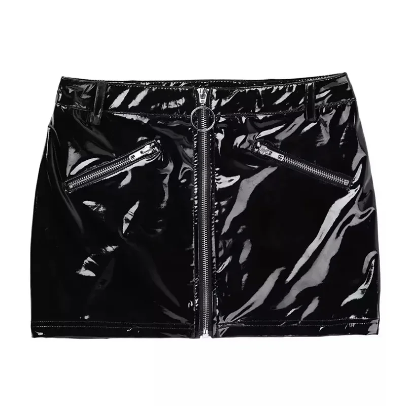 Sexy Patent Leather Stretch Mini Mini Skirt Night Club Hot Little Leather Skirt Adult Clothing Woman Dresses Underwear Wear Use