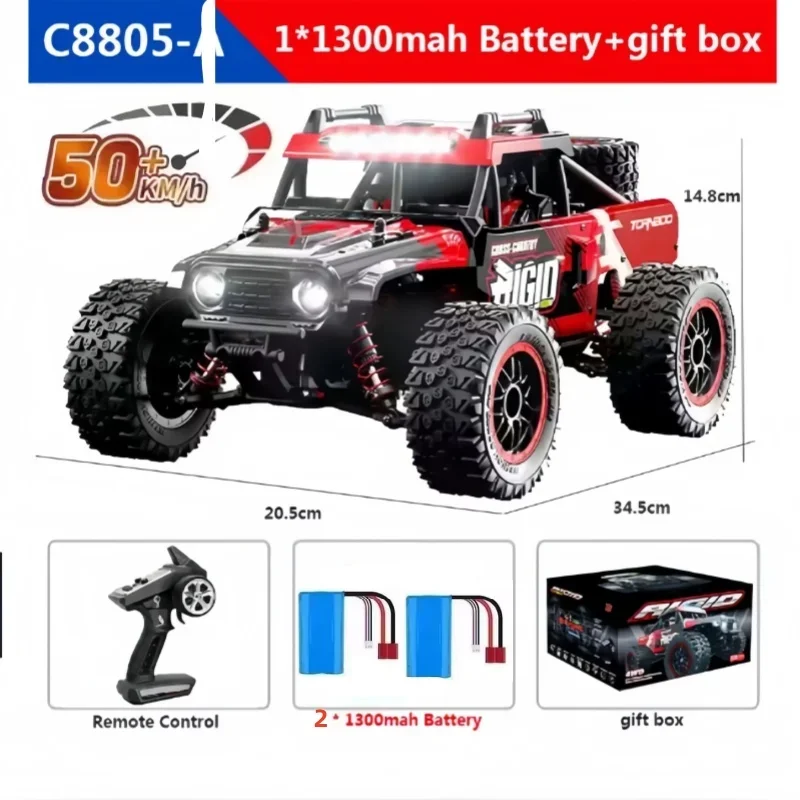 JJRC C8805 1:16 4WD Brushless RC Drift Truck-2 Batteries 2.4G Remote High-Speed Off-Road Racing Car 50+, 70+KM/H