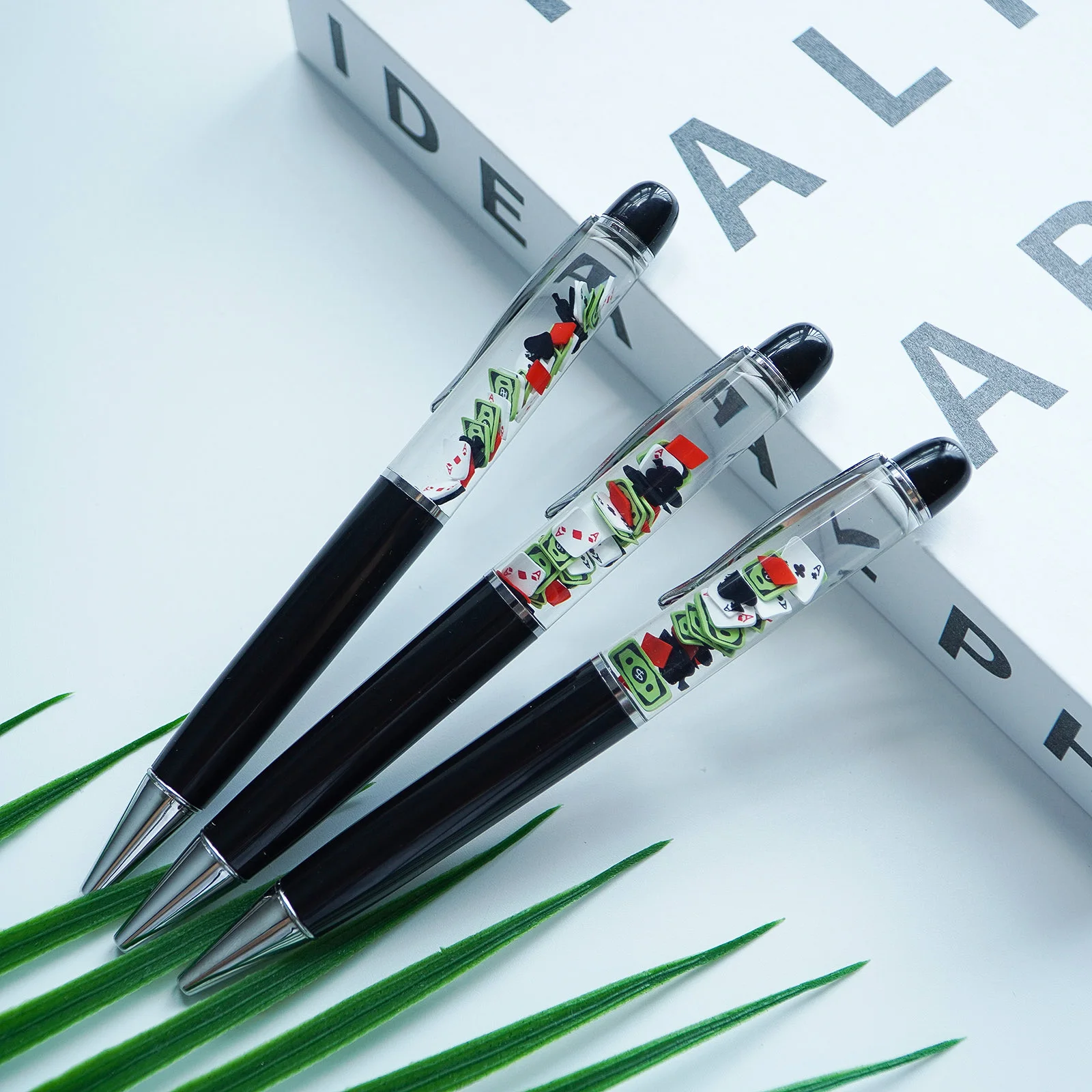 Money Poker Casino Night Dollar Fun Pens Cute Floater Floating Liquid Writing Journaling Office Pen Novelty Gag Gifts