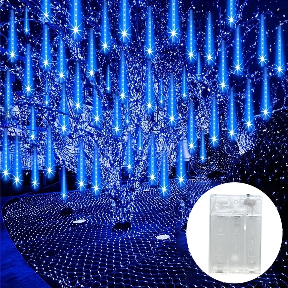 

Светодиодные фонари с метеоритным дождем на батарейках, уличная гирлянда, гирлянда для рождественской вечеринки, садовый декор, лампа 30 см