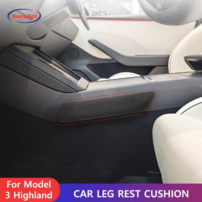 Car Center Console Support Pad For Tesla 2021-2025 Model 3 Highland Model Y Microfiber Leather Leg Support Suede Sweat Absorbent