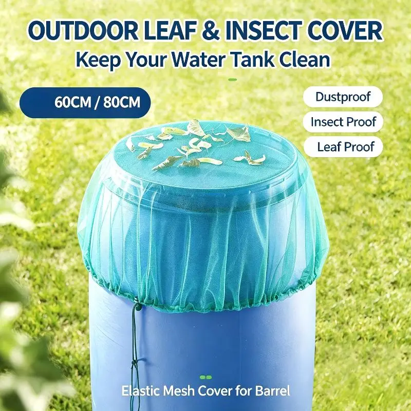 1Pcs Elastic Mesh Bucket Cover Dustproof Insect Leaf Proof Water Tank Protector For Outdoor Rain Tank Water Storage Bucket