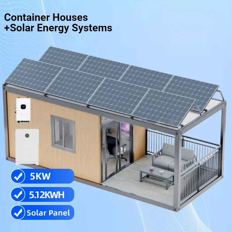 Полная гибридная солнечная энергетическая система включения/выключения мощностью 5 кВт со съемным контейнером Солнечные панели мощностью 600 Вт Аккумулятор LiFePO4 5,12 кВтч
