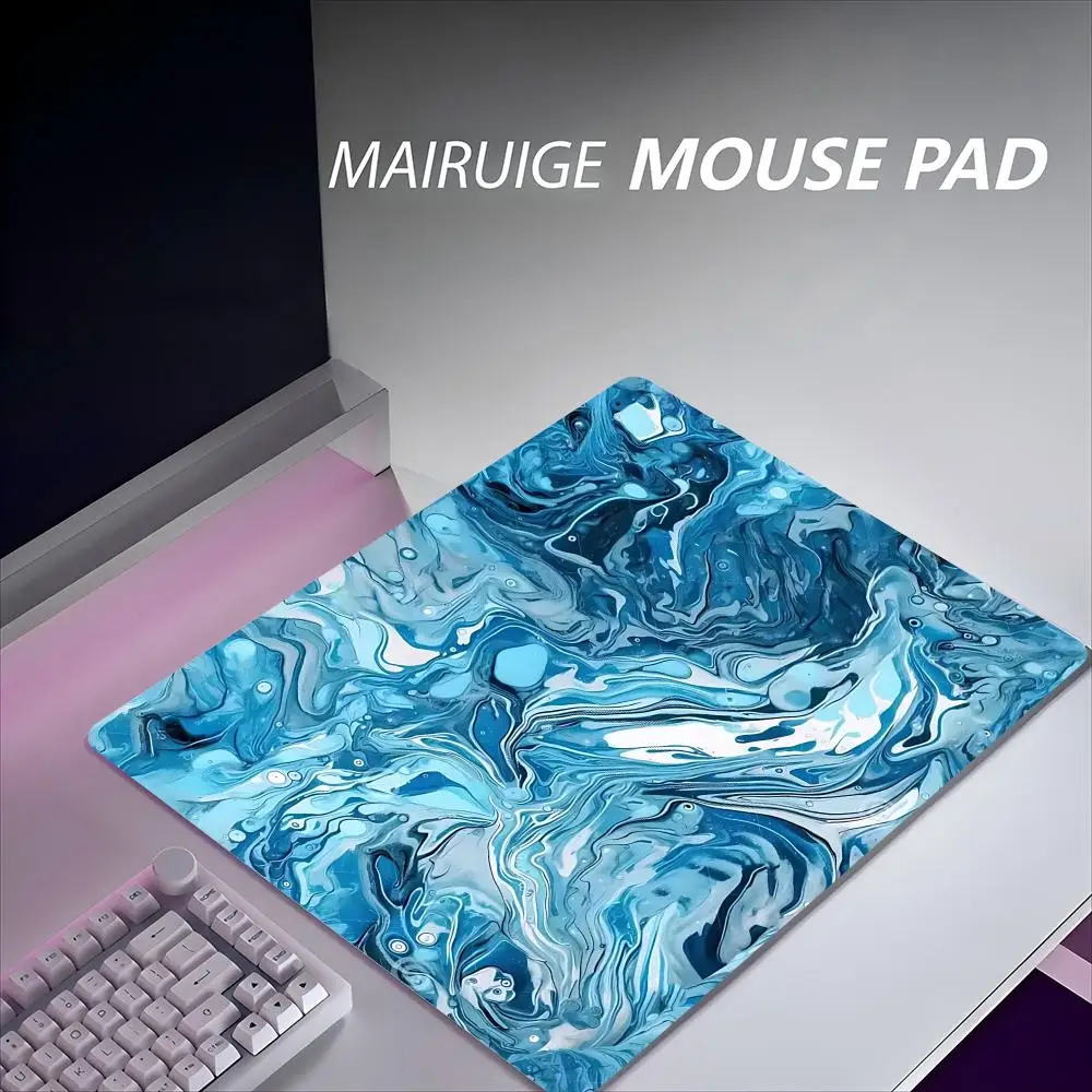 

Blue Liquid Art Mouse Pad 40X45 Large Square Computer Office Game Table Mats Rubber Anti-slip Mousepads Small Decor Desk Pads