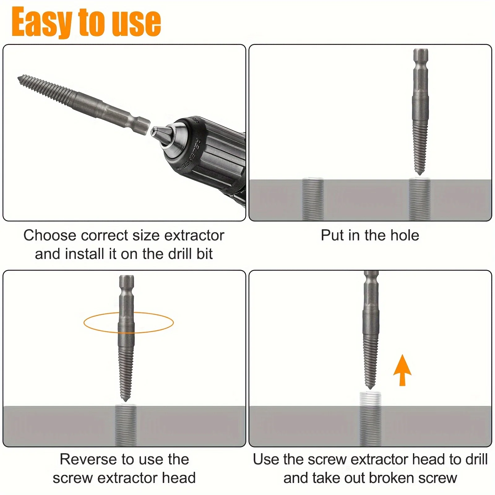 12pcs Stud Screw Extractor Remover Set  for Damaged Bolt and Screw Removal - Easy Out Tool for Fast and Efficient Extraction