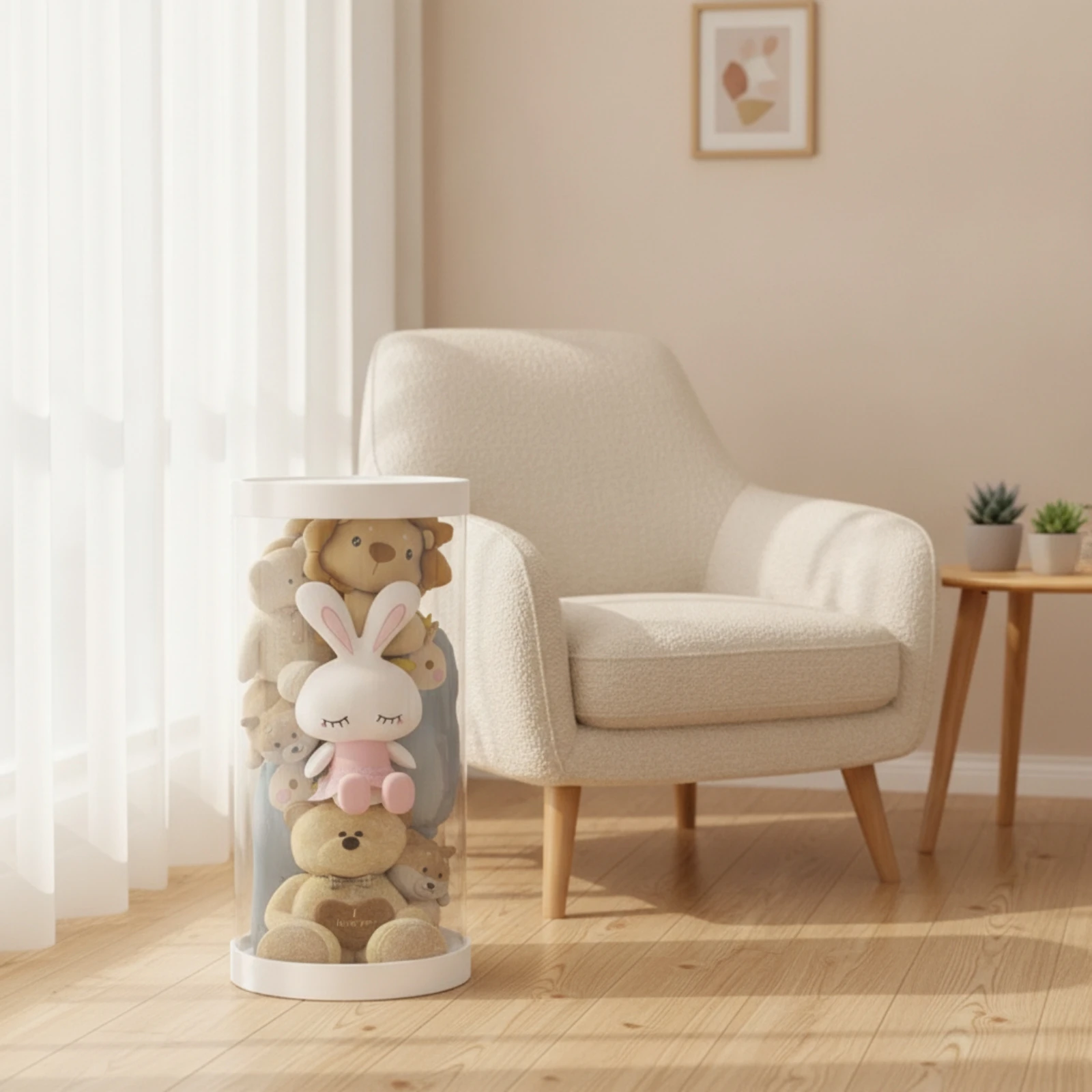 Stuffed Animal Storage Tube Clear Soft Toy Storage Barrel Organizer Transparent Container Antianti-Rupture for Children