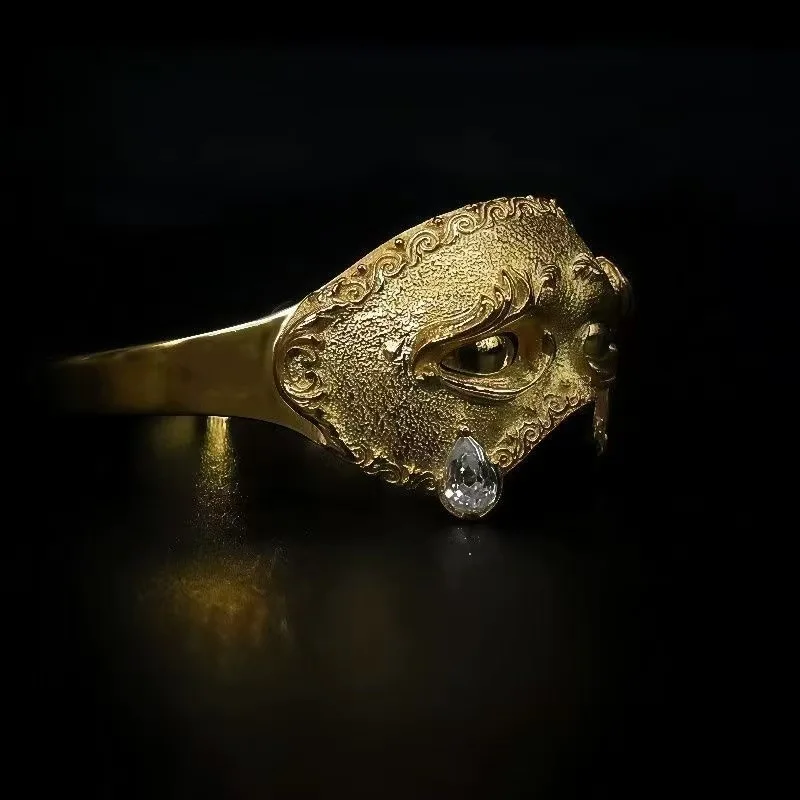 Niche Medieval Water Drop Mask Index Finger Rings Unique Advanced Sense Vintage Gothic Personality Statement Jewelry Accessories