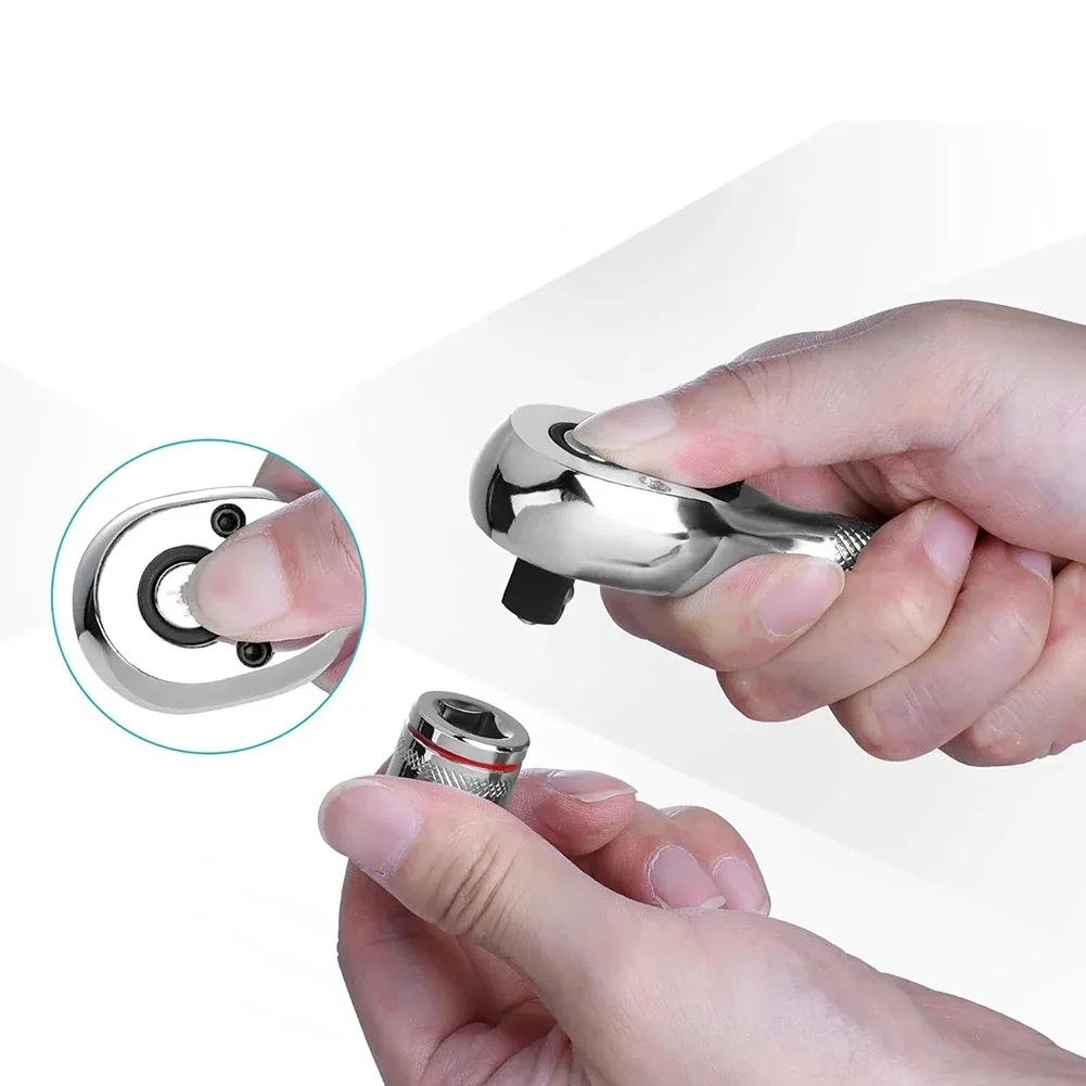 

Набор из 3 коротких трещоточных ключей с 72 зубьями, эффективное вращение на 5 градусов для труднодоступных мест, 1/4, 3/8, 1/2, хром-ванадий