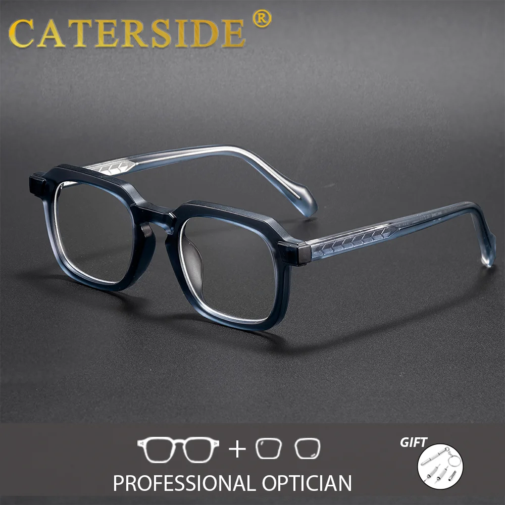 CATERSIDE Men's Optical Glasses Square Lens Prescription Glasses Private Customization Fashionably Retro Reading Myopia Eyeglass