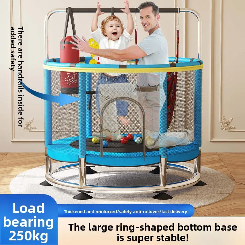 trampoline household indoor small protective net home version baby bouncing bed, jumping bed toy