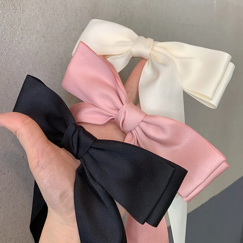 

Women Elegant Bow Ribbon Hair Clip Spring Clip Hair Pin Retro Headband with Clips Hair Accessories