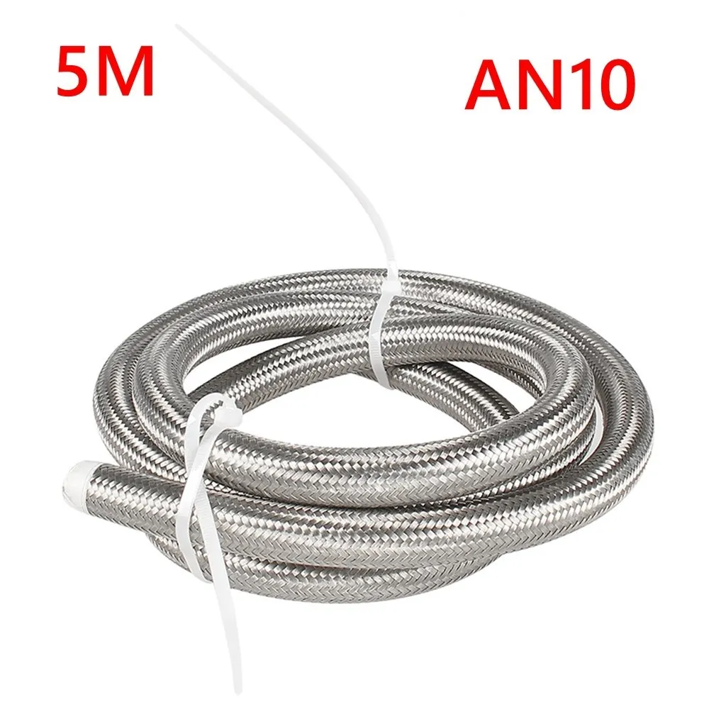 16FT 5M AN4 AN6 AN8 AN10 AN12 Olie Brandstof Slang Olie Gas Cooler Slang Line Buis Nylon Roestvrij staal Gevlochten Binnen Cpe Rubber