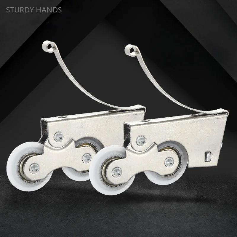 4 Sets of Aluminum Alloy Nylon Double Wheel Wardrobe Bathroom Glass Sliding Door Lower Pulley Bathroom Roller