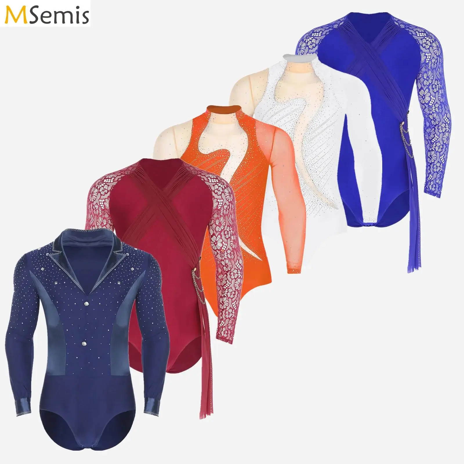 

Мужские гимнастические балетные колготки, художественный костюм для фигурного катания, блестящие комбинезоны со стразами, боди для латинского танго, рубашки