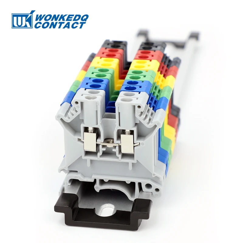 10Pcs UK-3N Screw Wire Electrical Connector UK3 2.5mm² 24-14 AWG Feed-through Universal Plug Din Rail Terminal Block UK3N