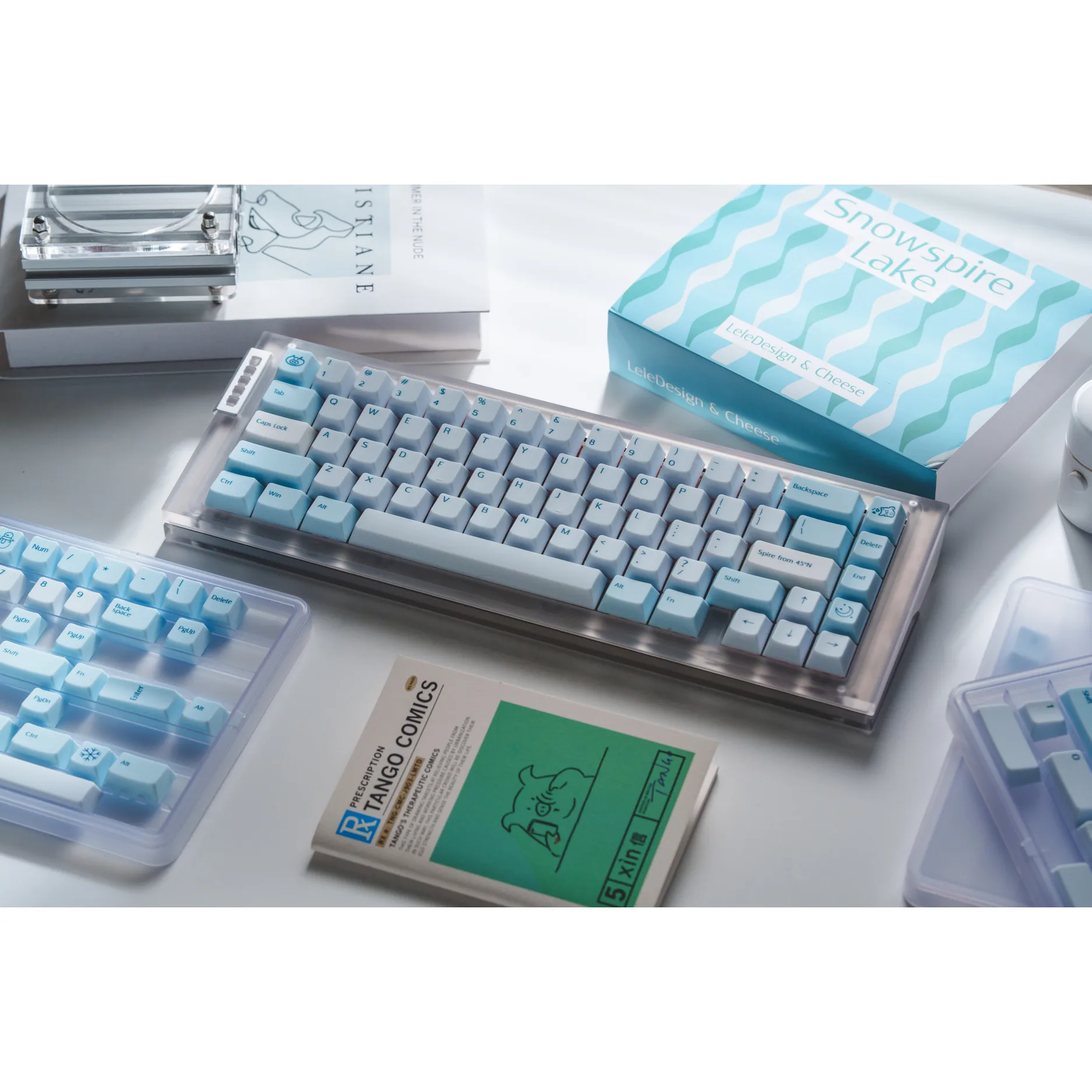 KeysIn Cheese X Lelelab Snowspire Lake Mechanical Keyboard Keycap PC Material UV Printing Cherry Profile 132 Keys Key Cap