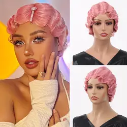 Synthetic Finger Wave Wig Vintage Wigs for Women Glueless Wear and Go Pixie Wigs Nuna Wigs Retro Curly for Cosplay Costume Use
