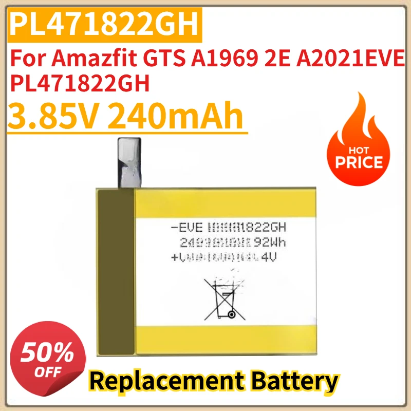 

New PL471822GH 3.85V 240mAh Battery For Amazfit GTS A1969 2E A2021EVE PL471822GH Replacement Battery