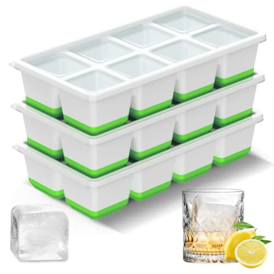 

Ice Cube Tray 3 Pack, Square Large Ice Cube Molds for Freezer, BPA-Free, Dishwasher Safe, Easy Release Ice Trays for Cocktail,